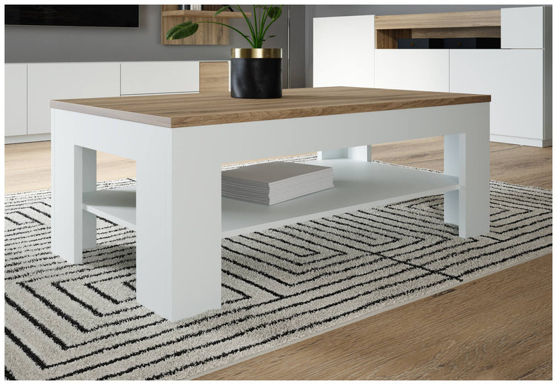 Couchtisch Wohnzimmertisch LEWISVILLE Optik Secret Grey / Valencia Oak — Trendmöbel24