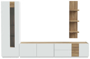Wohnwand LEWISVILLE Wohnzimmer 3-tlg Optik Secret Grey / Valencia Oak
