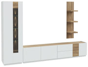 Wohnwand LEWISVILLE Wohnzimmer 3-tlg Optik Secret Grey / Valencia Oak
