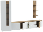 Wohnwand LEWISVILLE Wohnzimmer 3-tlg Optik Secret Grey / Valencia Oak
