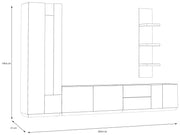 Wohnwand LEWISVILLE Wohnzimmer 3-tlg Optik Secret Grey / Valencia Oak