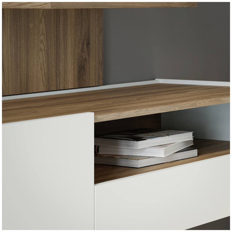 Wohnwand LEWISVILLE Wohnzimmer 3-tlg Optik Secret Grey / Valencia Oak