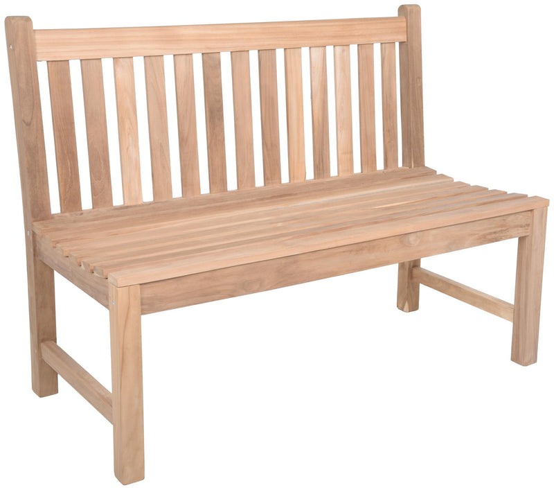 Teak Gartenbank SOLO 2-Sitzer 120 cm ohne Armlehne