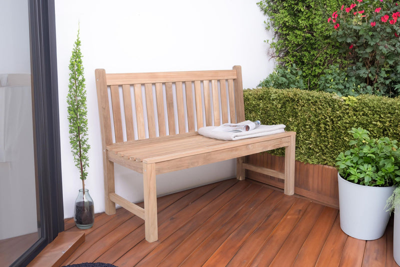 Teak Gartenbank SOLO 2-Sitzer 120 cm ohne Armlehne