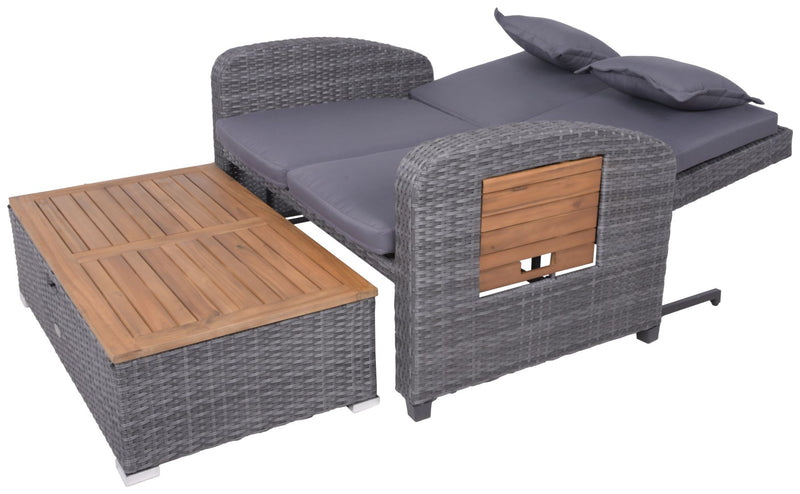 Multifunktions-Sofa BARI Gartensofa mit Liegefunktion und Klapptisch