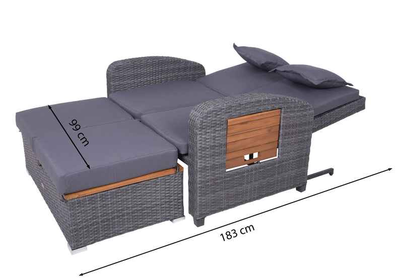 Multifunktions-Sofa BARI Gartensofa mit Liegefunktion und Klapptisch