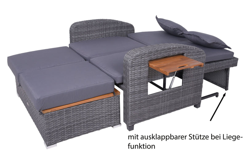 Multifunktions-Sofa BARI Gartensofa mit Liegefunktion und Klapptisch