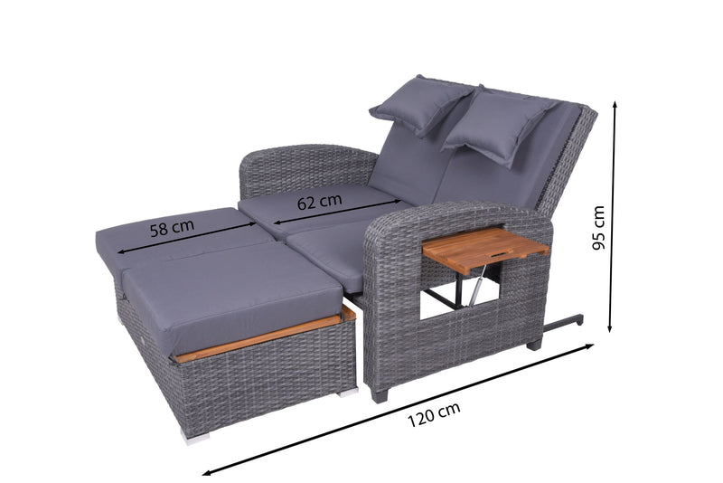 Multifunktions-Sofa BARI Gartensofa mit Liegefunktion und Klapptisch