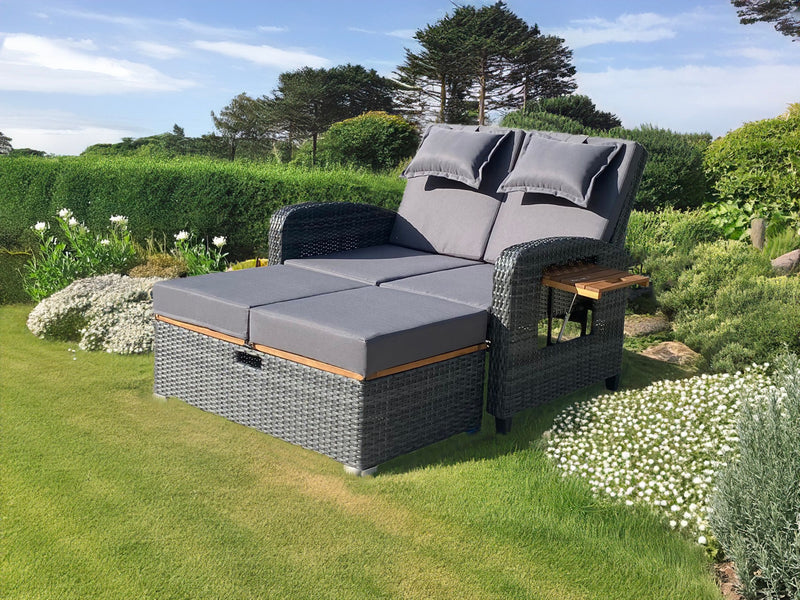 Multifunktions-Sofa BARI Gartensofa mit Liegefunktion und Klapptisch