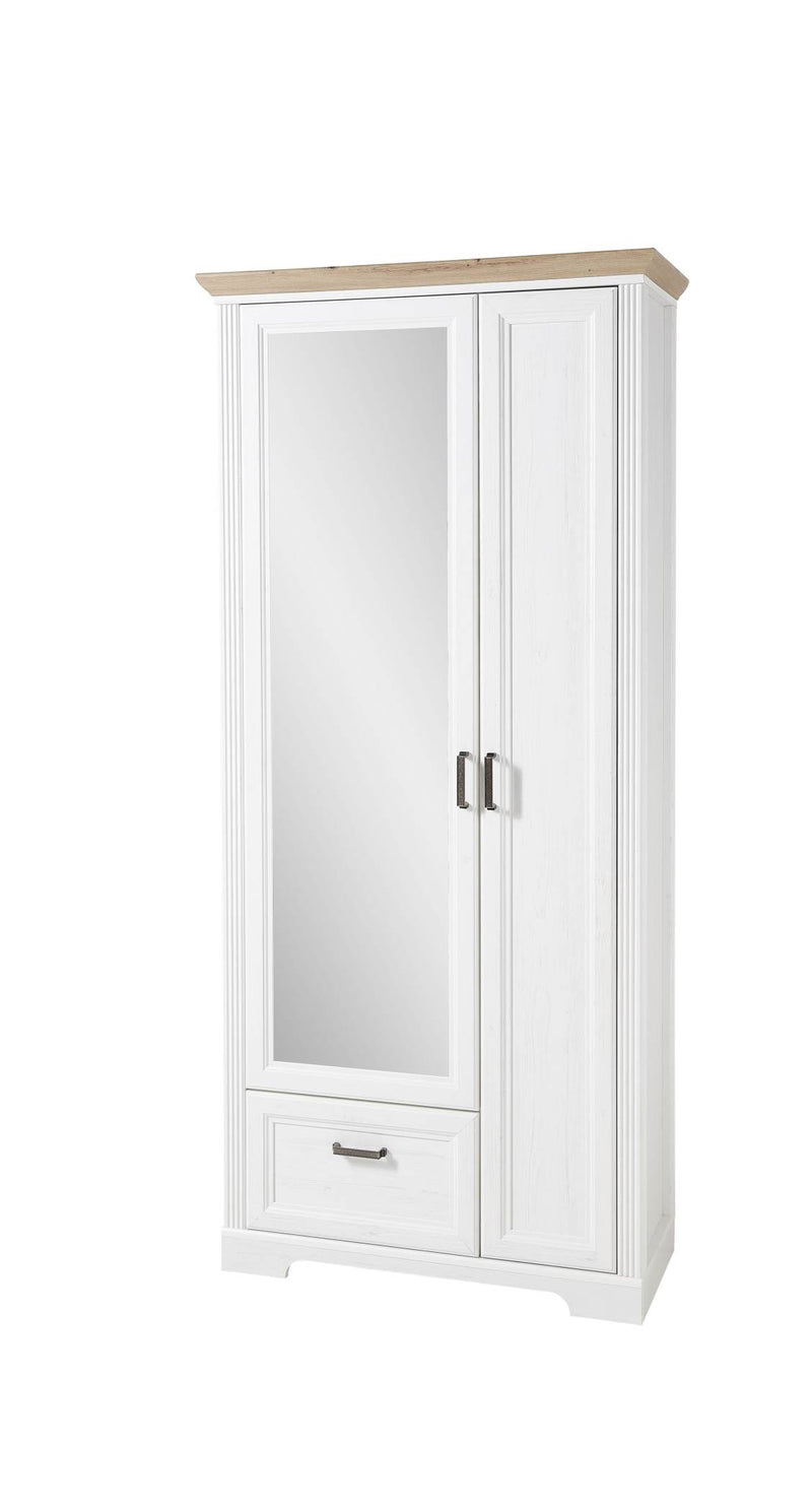 Komplett Garderobe JASMIN UH83 Pinie weiß 5-teilig mit Sitzbank