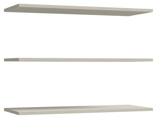 Einlegeböden 3er-Set breit passend zu Schwebetürenschrank PENKRIDGE in Gesamtansicht mit drei horizontal angeordneten Böden.