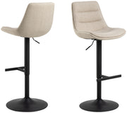 ADISA Barhocker 2erSet Stoff Basel Beige mit Drehfunktion und Gasfeder