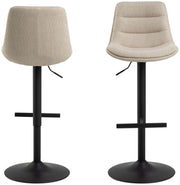 ADISA Barhocker 2erSet Stoff Basel Beige mit Drehfunktion und Gasfeder