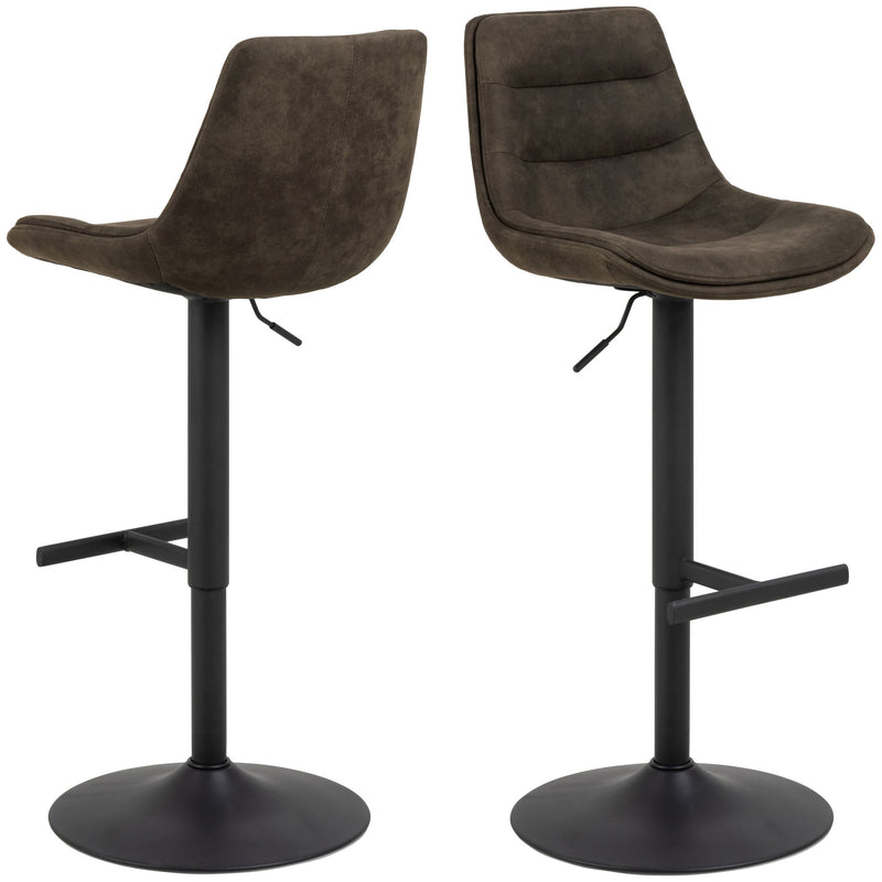 ADISA Barhocker 2er-Set Stoff Preston Anthrazit mit Drehfunktion