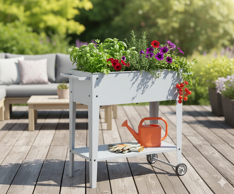 Mobiles Hochbeet FIORA aus Metall in Grau von GardenPleasure
