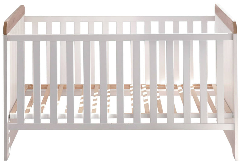 Babybett Kinderbett Jasmin 70 x 140 cm 3 Schlupfsprossen Pinie weiß