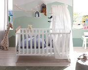 Babybett Kinderbett Jasmin 70 x 140 cm 3 Schlupfsprossen Pinie weiß