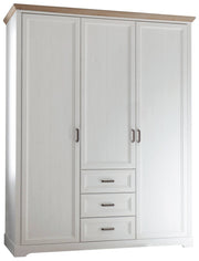 Kleiderschrank JASMIN 3-trg. 3 Schubladen Pinie weiß Nachbildung
