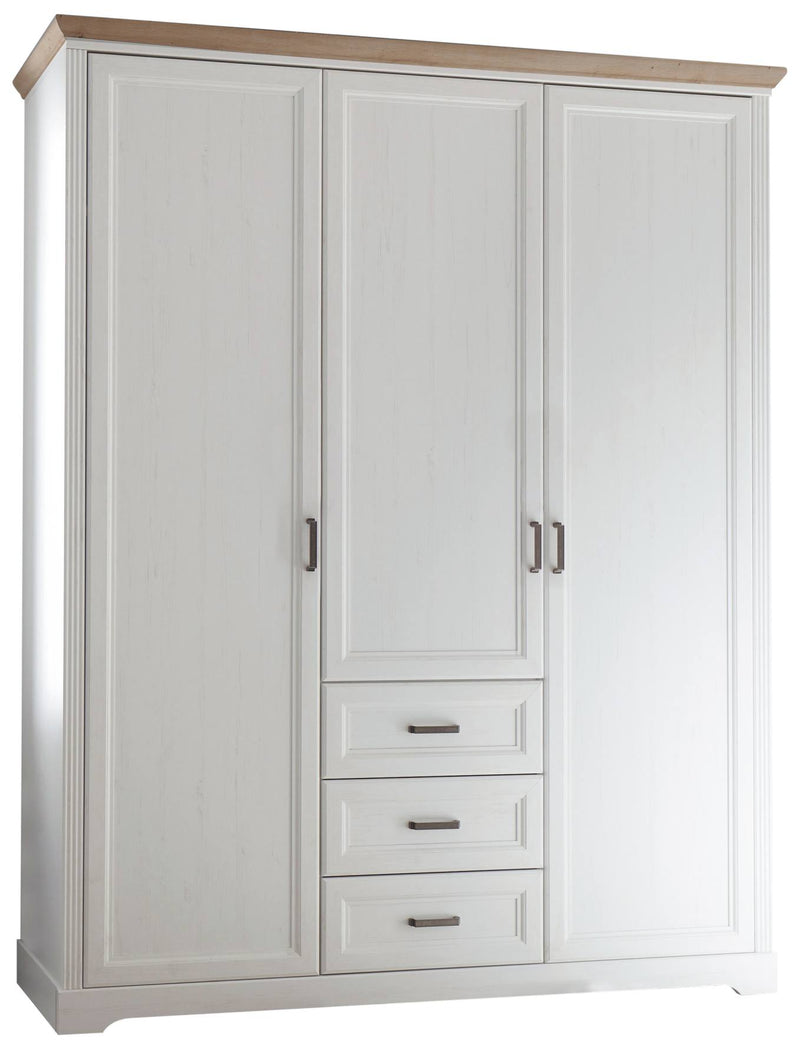 Kleiderschrank JASMIN 3-trg. 3 Schubladen Pinie weiß Nachbildung