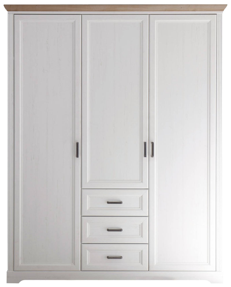 Kleiderschrank JASMIN 3-trg. 3 Schubladen Pinie weiß Nachbildung