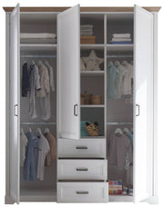 Kleiderschrank JASMIN 3-trg. 3 Schubladen Pinie weiß Nachbildung
