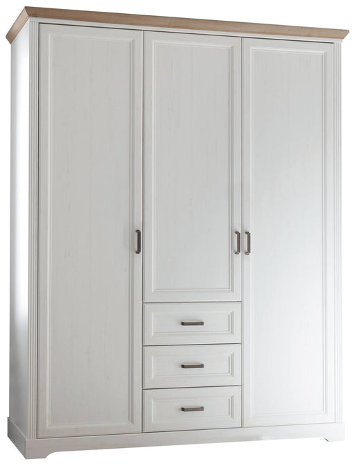 Kleiderschrank JASMIN 3-trg. 3 Schubladen Pinie weiß Nachbildung