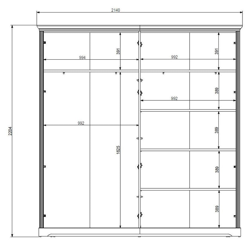 Kleiderschrank Schlafzimmerschrank JASMIN 4-trg Pinie weiß Nachbildung