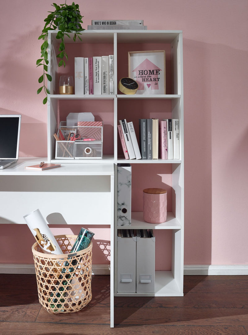 Moderner Homeoffice Schreibtisch mit 6 Ablagefächern in Weiß