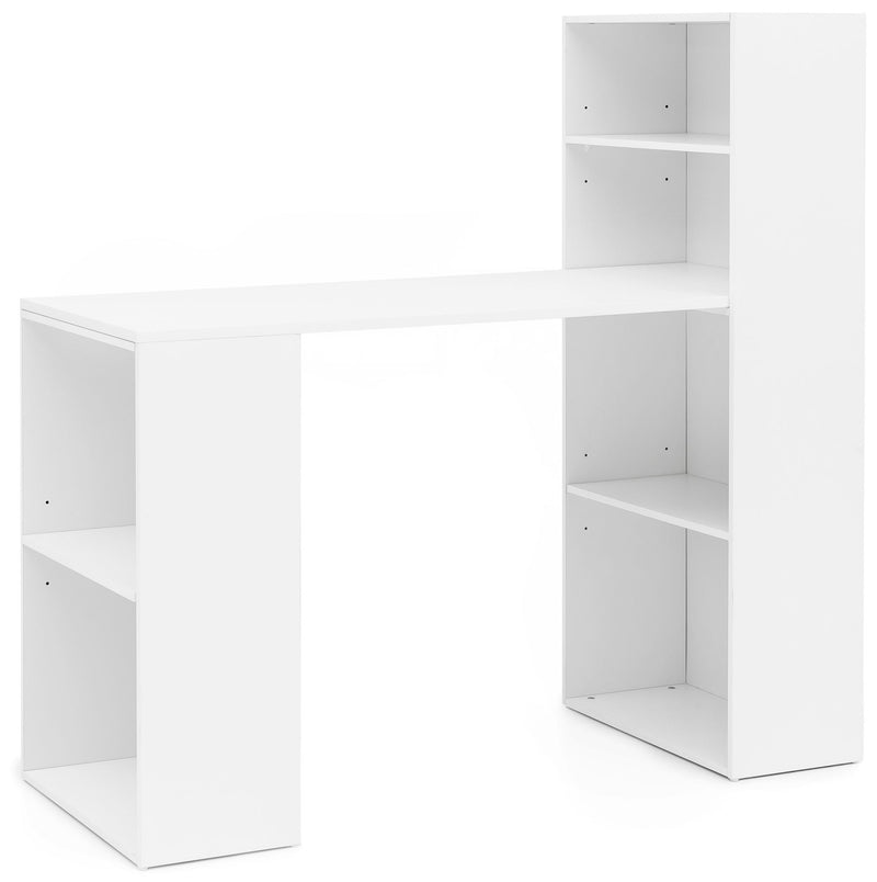 Schreibtisch weiß mit Regal und Fächern