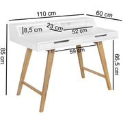 Moderner Schreibtisch im skandinavischen Retro Look 110 x 60 cm