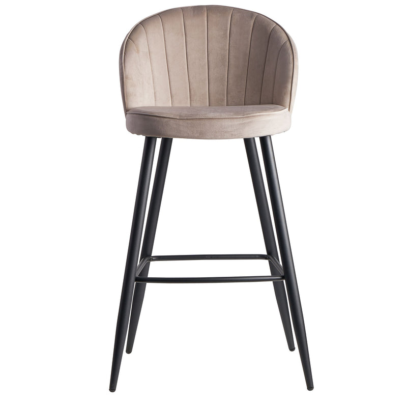 Barhocker Samt Beige Hocker mit Lehne, Höhe: 102,5 cm Sitzhöhe: 76 cm