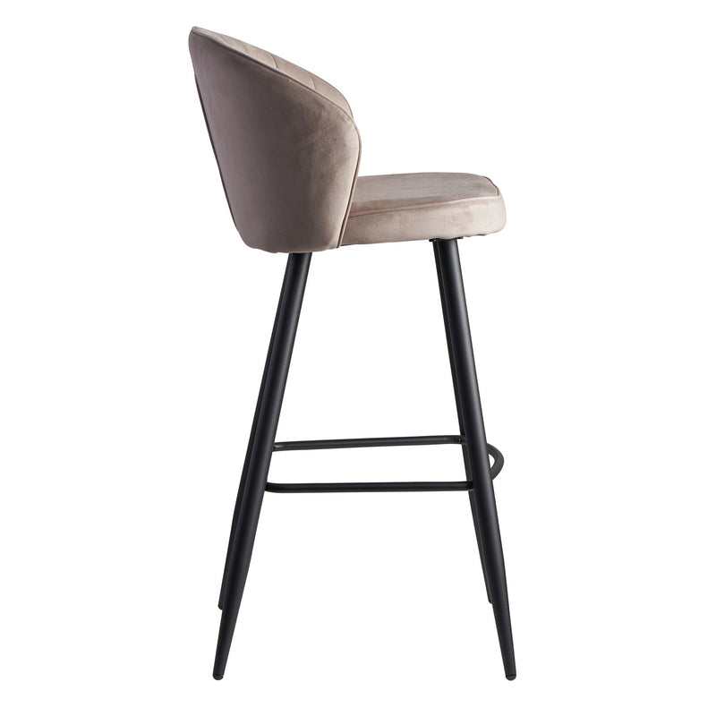 Barhocker Samt Beige Hocker mit Lehne, Höhe: 102,5 cm Sitzhöhe: 76 cm