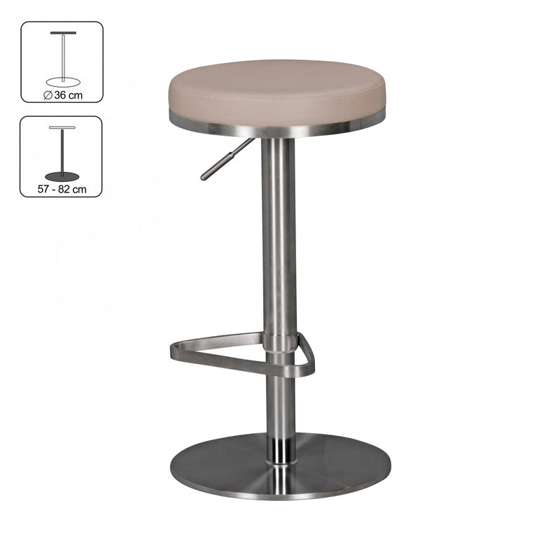 Barhocker WL1.942 Taupe Edelstahl verstellbare Sitzhöhe 360° drehbar