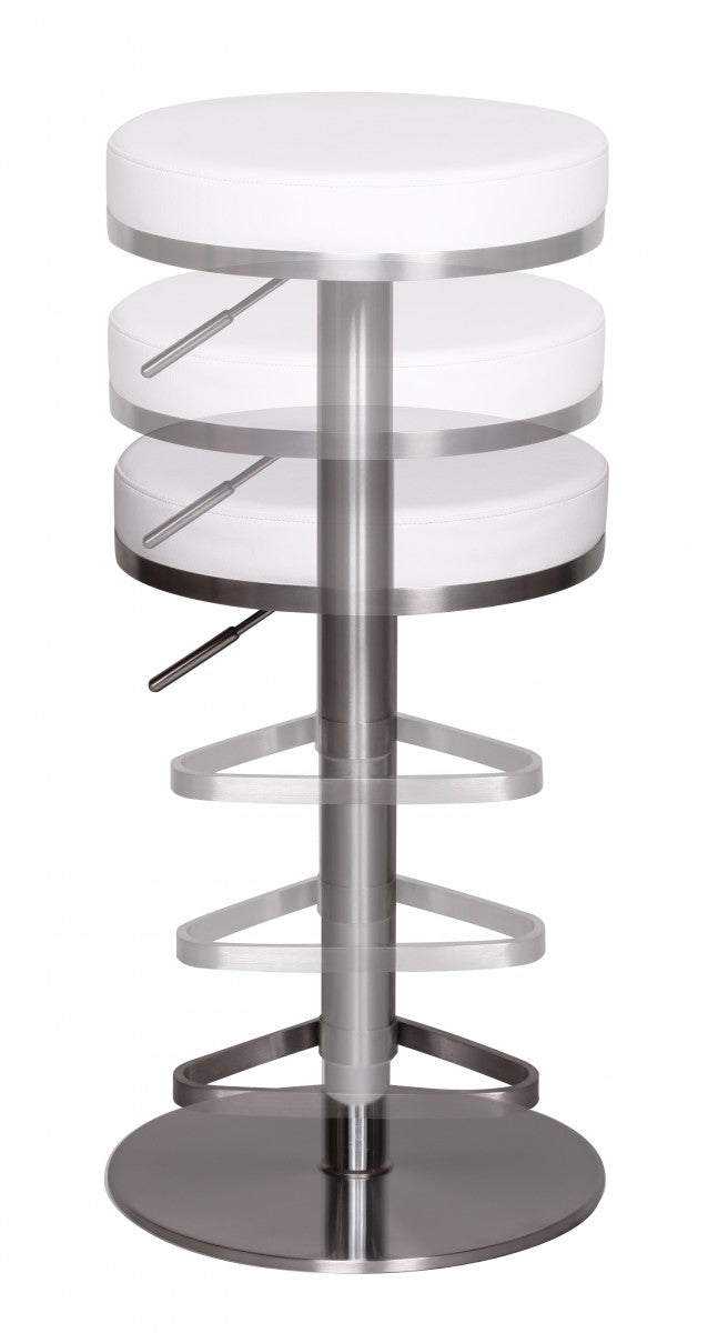 Barhocker WL1.294 Weiß Edelstahl verstellbare Sitzhöhe 360° drehbar