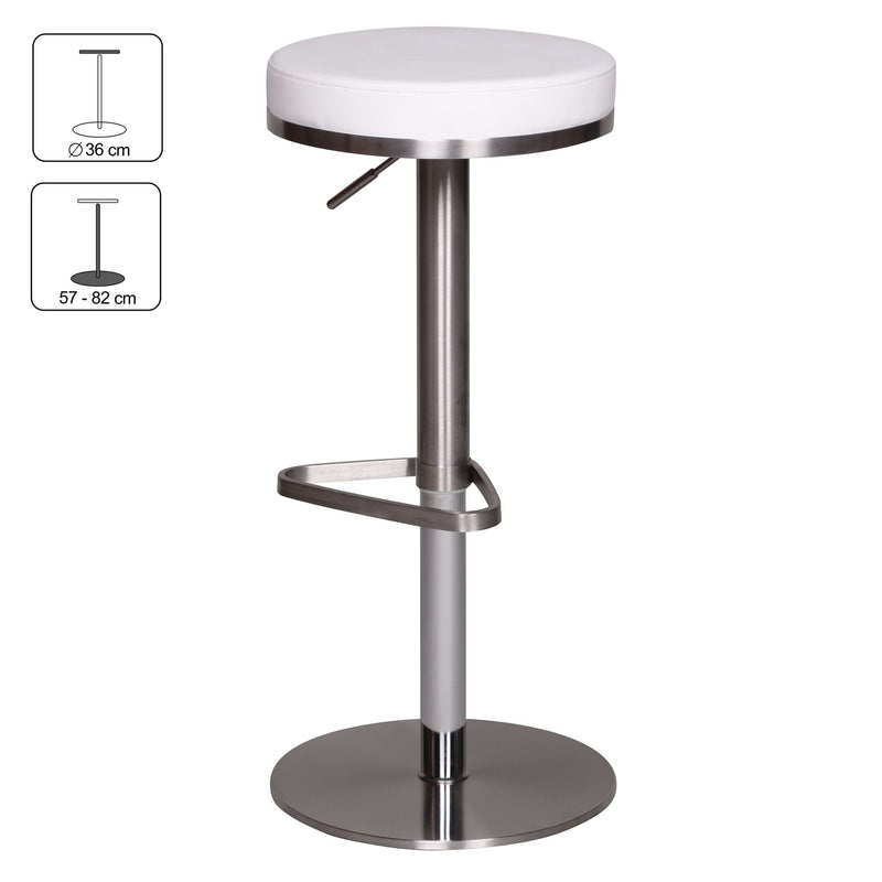 Barhocker WL1.294 Weiß Edelstahl verstellbare Sitzhöhe 360° drehbar