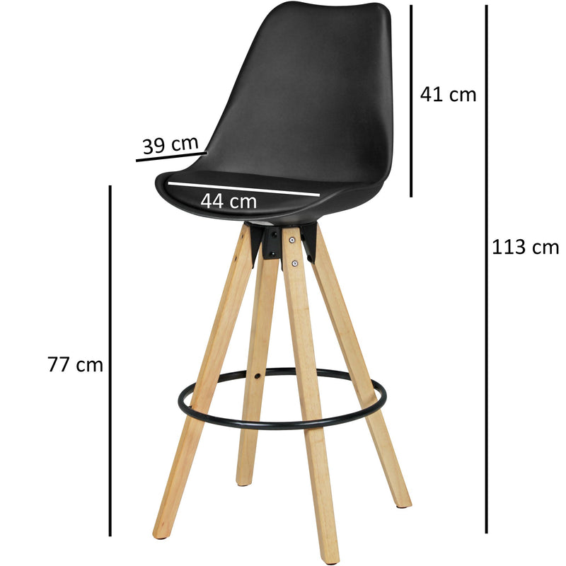 2er Set Barhocker LIMA Retro Design Kunstleder Schwarz Holz mit Lehne