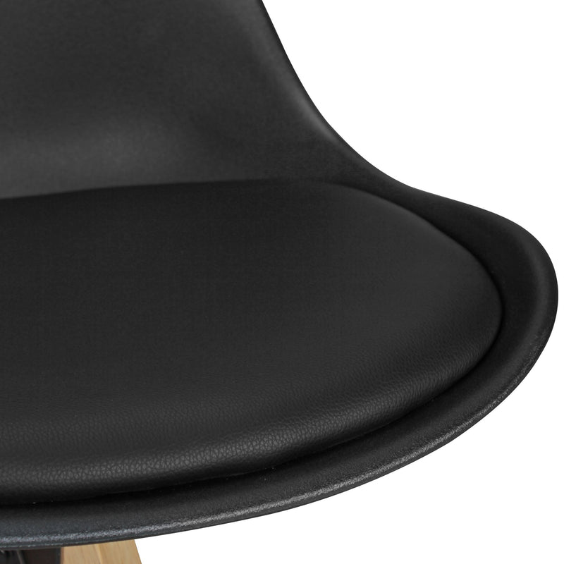 2er Set Barhocker LIMA Retro Design Kunstleder Schwarz Holz mit Lehne