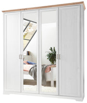 Schlafzimmer JASMIN mit 4-trg. Schrank und Doppelbett Pinie weiß Optik