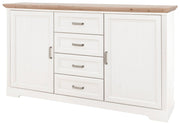 Schlafzimmer JASMIN mit 4-trg. Schrank und Doppelbett Pinie weiß Optik
