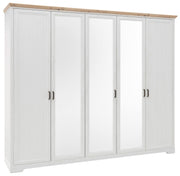 Schlafzimmer JASMIN 5-teilig mit 5-trg. Schrank Pinie weiß Nachbildung