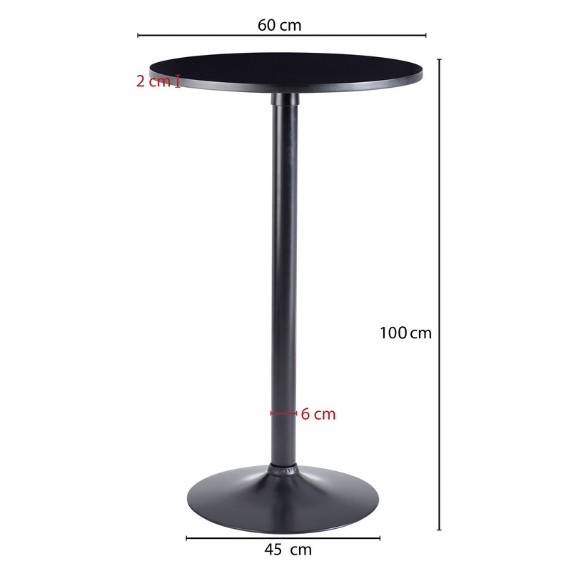 Bartisch Schwarz Stehtisch Ø 60 cm Partytisch Bistrotisch 100 cm Hoch