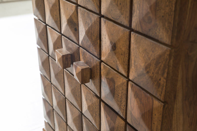 Hausbar LUCCA Sheesham Massivholz 65x91x50 cm Weinbar ausklappbar