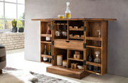 Hausbar LUCCA Sheesham Massivholz 65x91x50 cm Weinbar ausklappbar