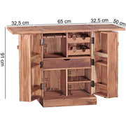 Hausbar LUCCA Akazie Massivholz 65x91x50 cm Weinbar ausklappbar