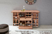 Hausbar LUCCA Akazie Massivholz 65x91x50 cm Weinbar ausklappbar