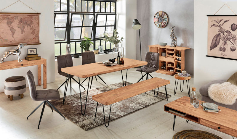 Hausbar LUCCA Akazie Massivholz 65x91x50 cm Weinbar ausklappbar