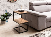 Beistelltisch AKOLA S-Form Massiv-Holz Akazie / Metall 45 x 60 x 30 cm