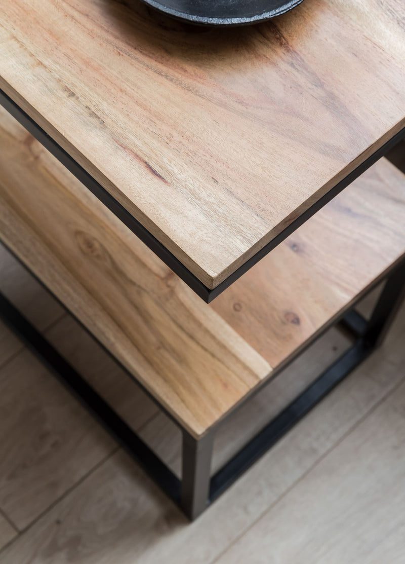 Beistelltisch AKOLA S-Form Massiv-Holz Akazie / Metall 45 x 60 x 30 cm