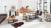 Beistelltisch AKOLA S-Form Massiv-Holz Akazie / Metall 45 x 60 x 30 cm
