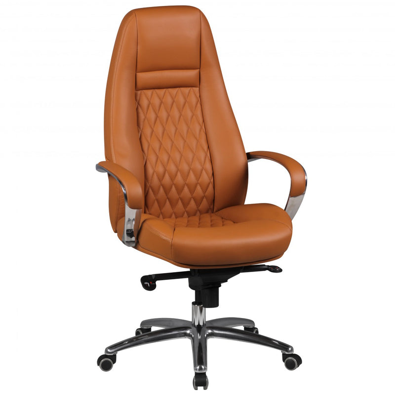 Schreibtischstuhl Bürostuhl AUSTIN Echt-Leder Caramel mit Kopfstütze